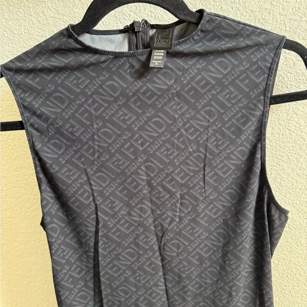 SKIMS X FENDI LOGO BLACK MID THIGH ROMPER SZ XL-Never Worn - Picture 5 of 8